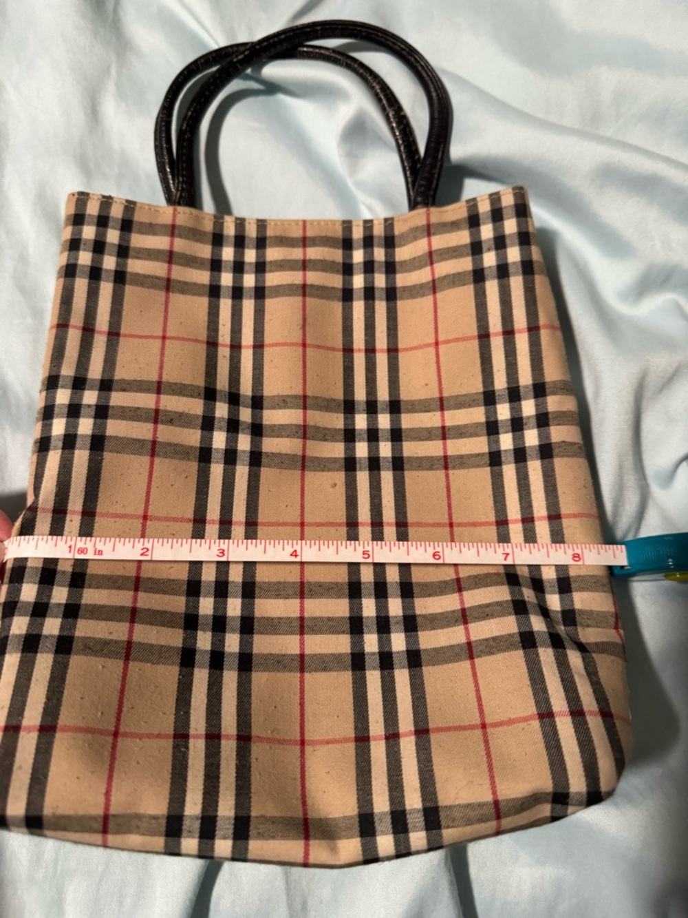 Burberry Beige Nova Check Canvas Tote with Black Handles - Picture 6 of 9